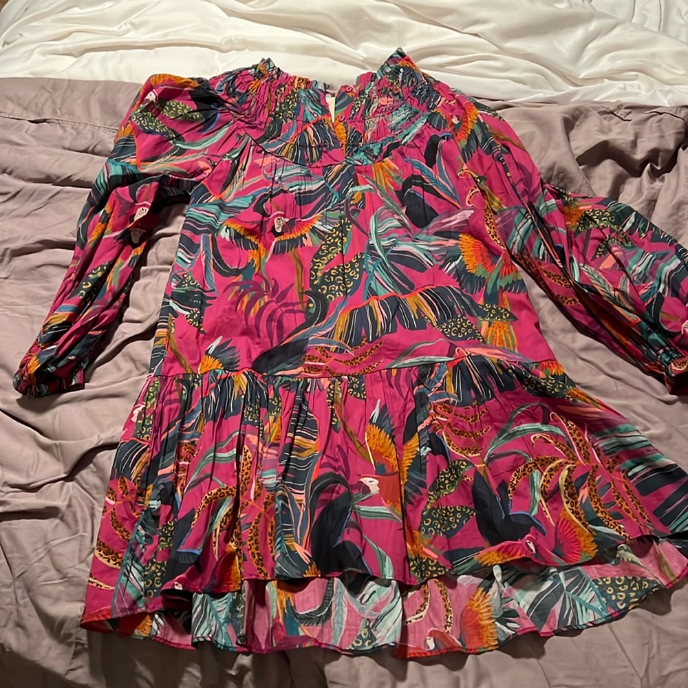 Farm Rio xs rainbow macaws mini dress NWT